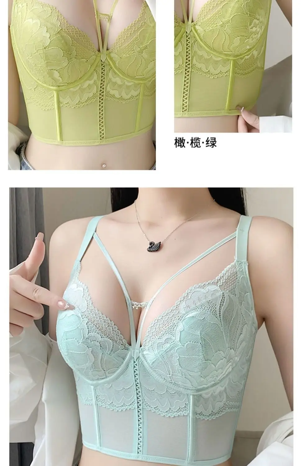 Black Lace Fishbone Underwear Women Adjustable Push Up Back Bra — feature 18