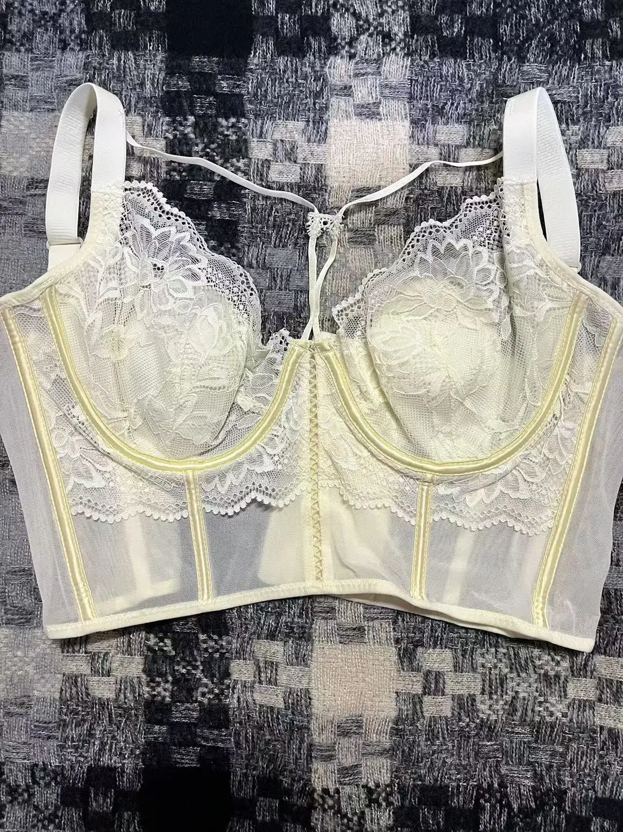 Black Lace Fishbone Underwear Women Adjustable Push Up Back Bra - Image 2