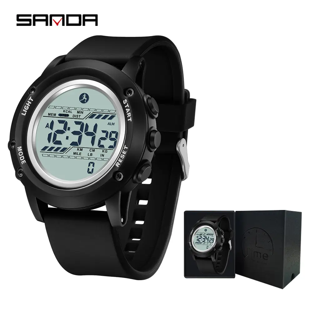 Sanda Camouflage Calorie Step Counter Watch