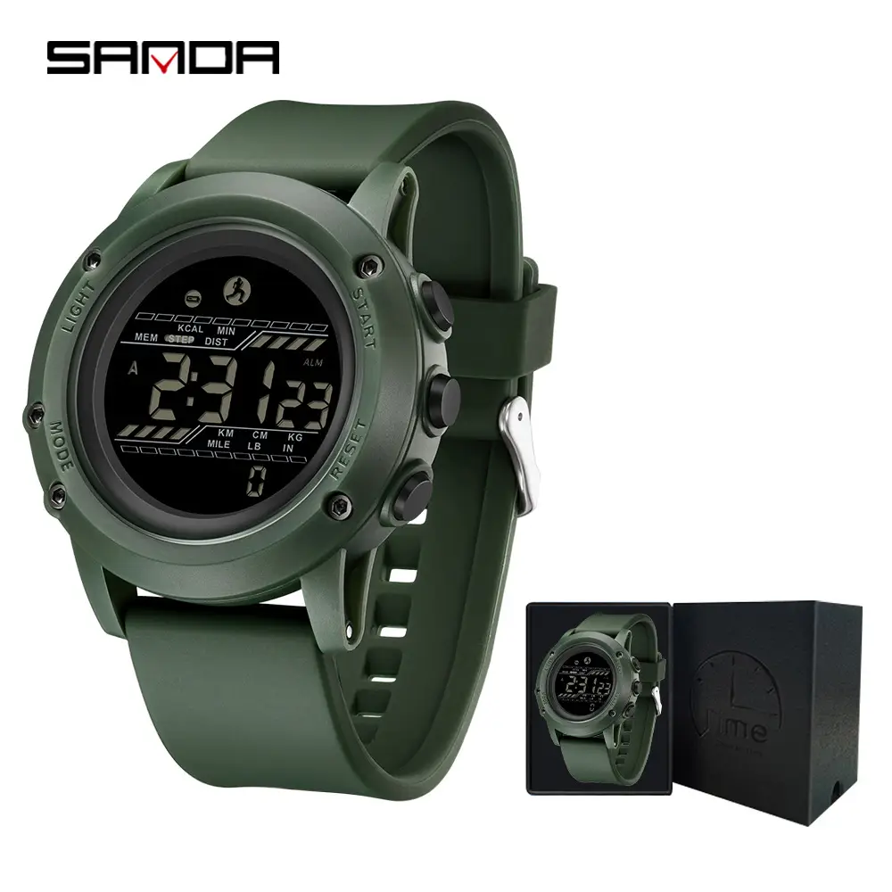 Sanda Camouflage Calorie Step Counter Watch