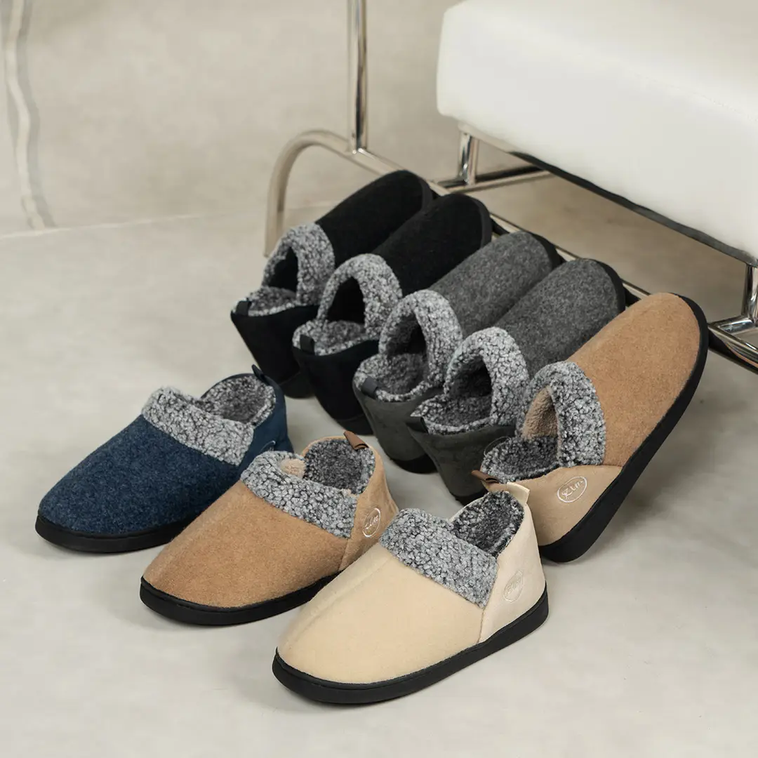 Cross-border winter new cotton slippers indoor Baotou fleece-lined warm non-slip home couples plush slippers wholesale