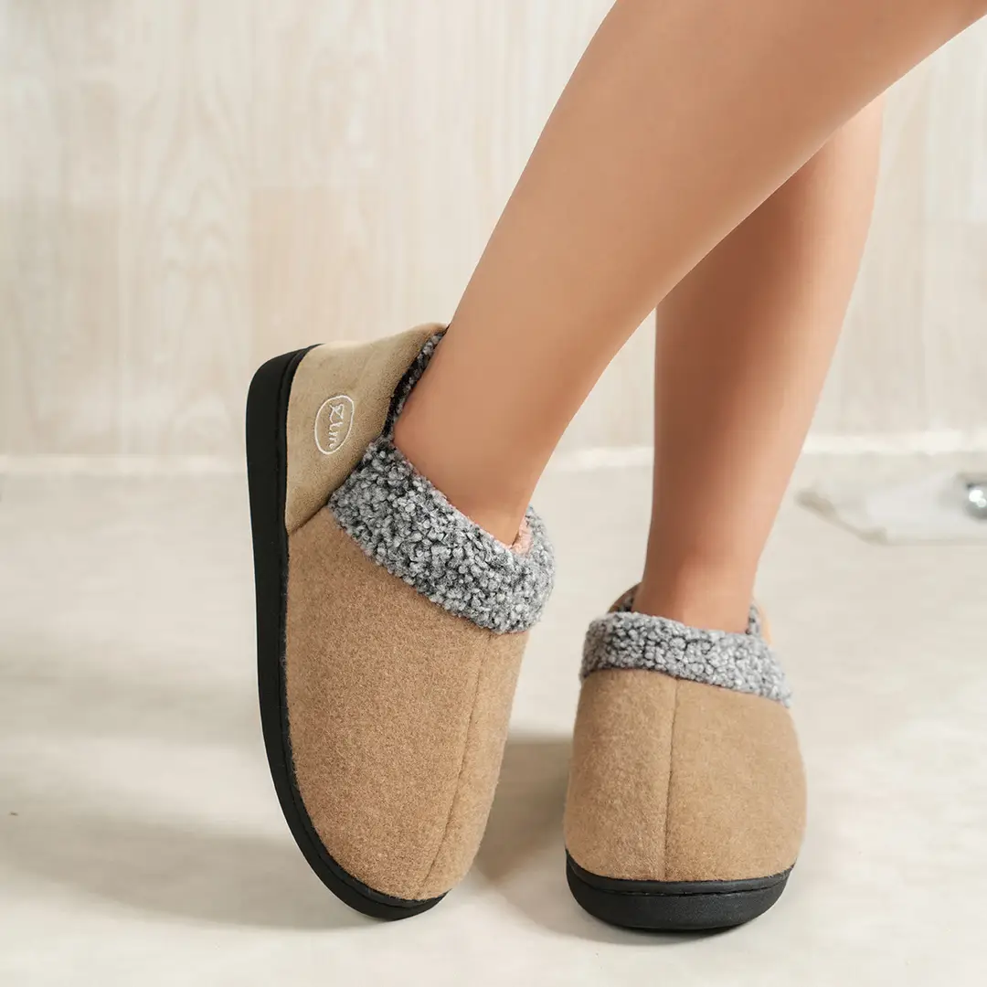 Cross-border winter new cotton slippers indoor Baotou fleece-lined warm non-slip home couples plush slippers wholesale — feature 9
