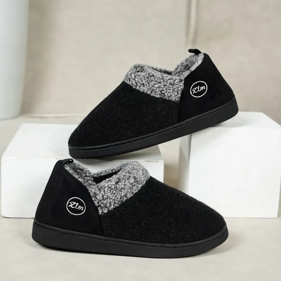 Cross-border winter new cotton slippers indoor Baotou fleece-lined warm non-slip home couples plush slippers wholesale