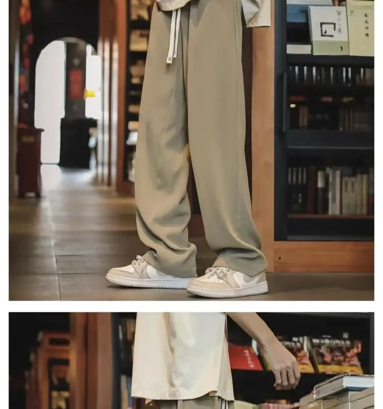 Men's Black Drawstring Pants with White Zipper — feature 10