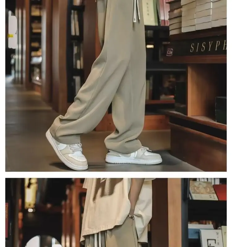 Men's Black Drawstring Pants with White Zipper — feature 11