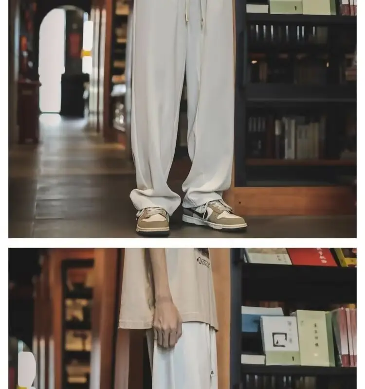 Men's Black Drawstring Pants with White Zipper — feature 13