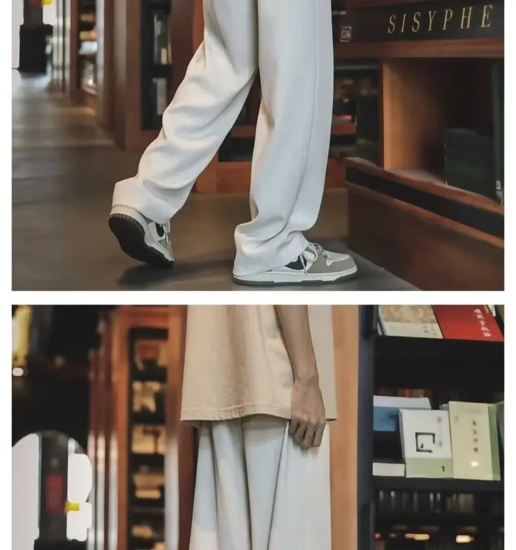 Men's Black Drawstring Pants with White Zipper — feature 15