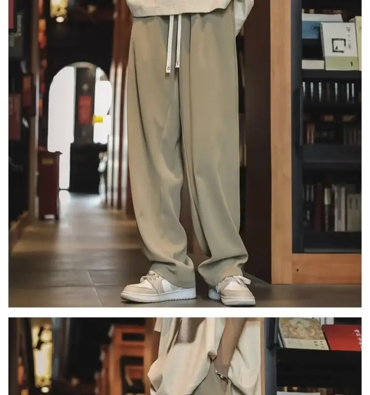 Men's Black Drawstring Pants with White Zipper — feature 9