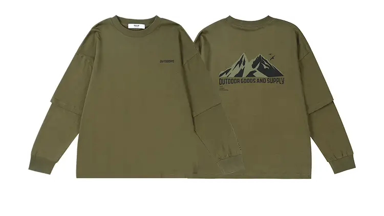 Kids Outdoor Hooded T-Shirt Set Green Brown — feature 6