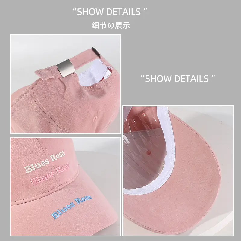 Women's Pink Blue Rose Letter Embroidered Baseball Cap - Image 3