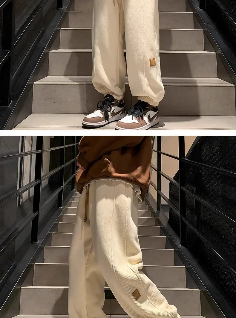 Men's Velvet Sweatpants Warm Loose Fit Tie — feature 15
