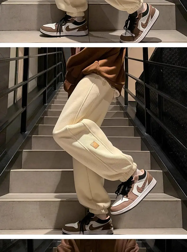 Men's Velvet Sweatpants Warm Loose Fit Tie — feature 16
