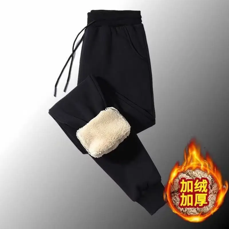 Men's Black Plush Warm Pants Large - Image 3