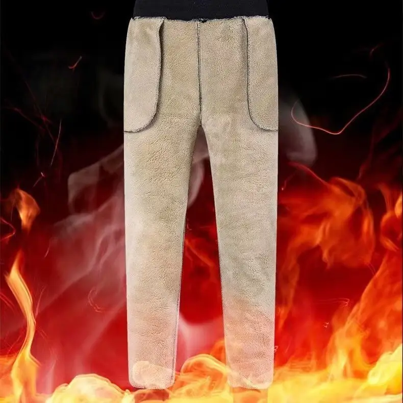 Men's Black Plush Warm Pants Large - Image 5