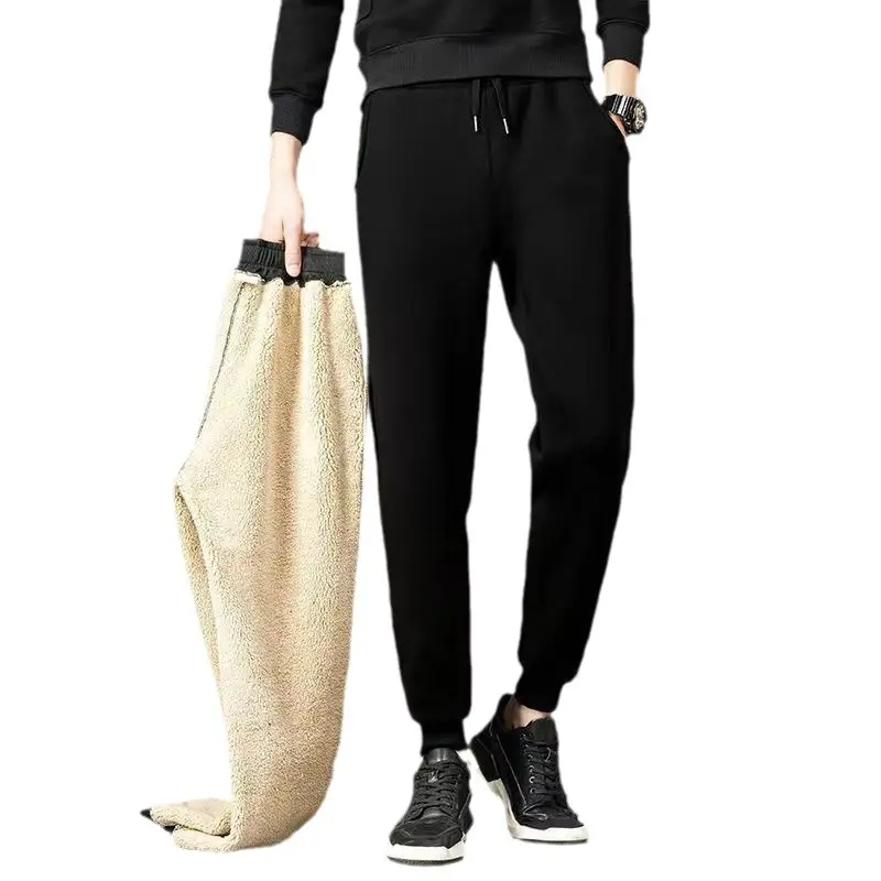 Men's Black Plush Warm Pants Large - Image 6