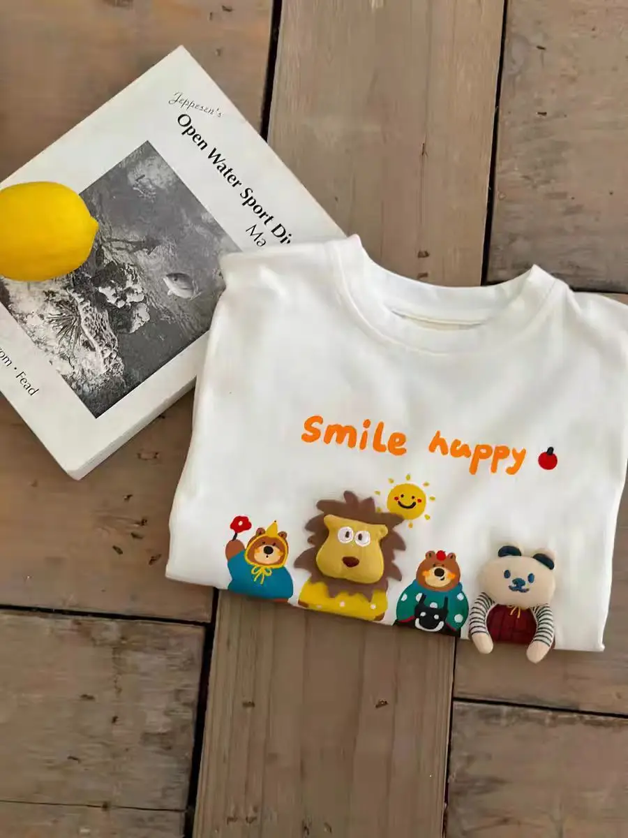 Children's Cartoon T-Shirt White Long Sleeve 2024 - Image 5