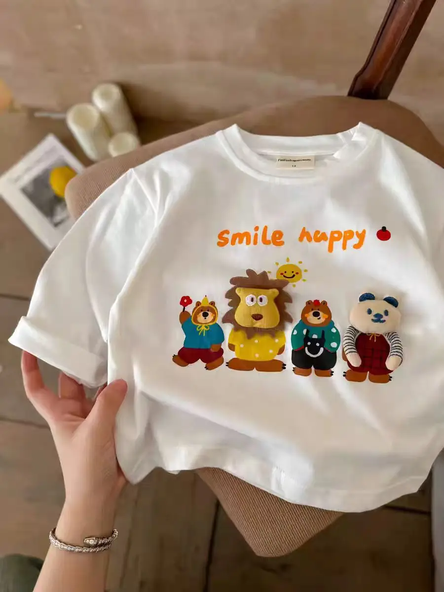 Children's Cartoon T-Shirt White Long Sleeve 2024 - Image 6