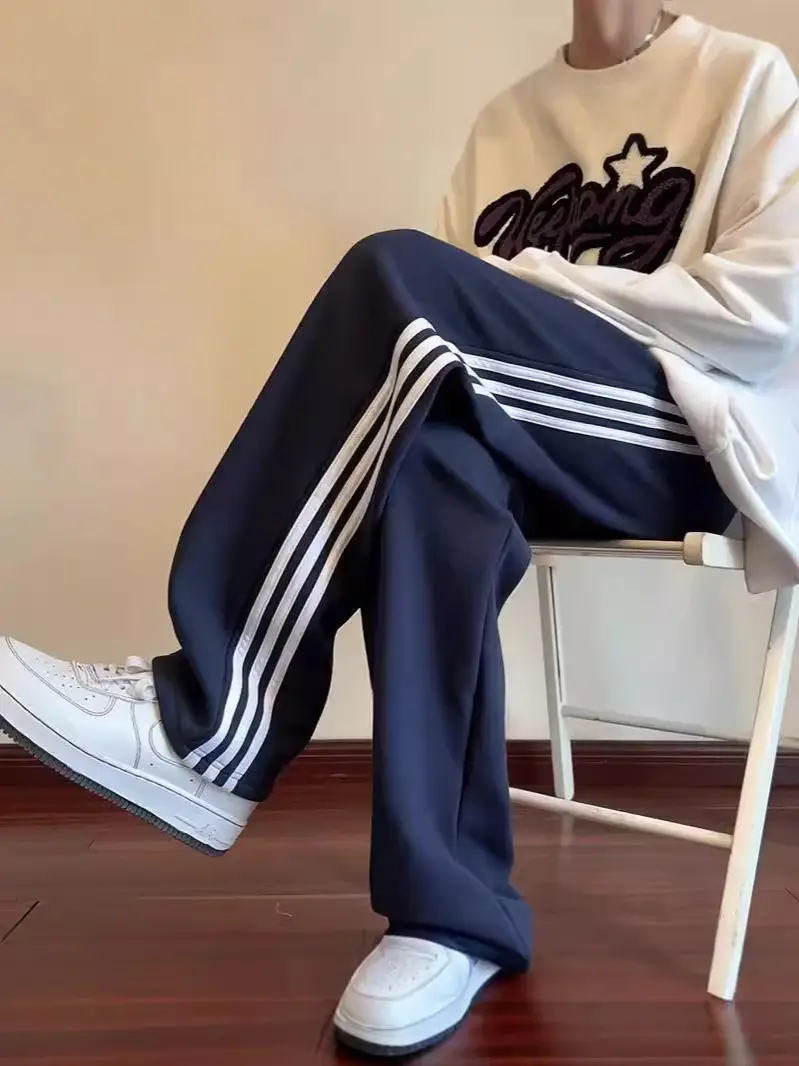 Men Navy Blue 3-Stripes Track Pants - Image 5