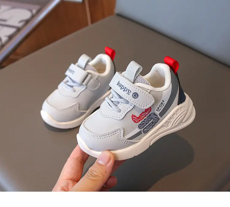 2026 Spring Boys Sneakers Grey White Velcro Strap — feature 15