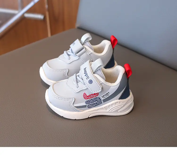 2026 Spring Boys Sneakers Grey White Velcro Strap — feature 16
