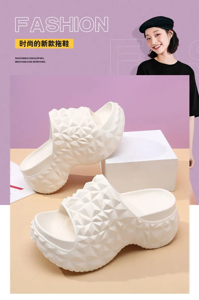 High-Heeled Sandals for Women's Summer Outer Wear, Thick-Soled Heightening Flip-Flops, Non-Slip Durian Soles, Wear-Resistant, Breathable, Non-Stinky Feet Slippers — feature 6