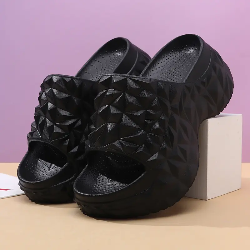 High-Heeled Sandals for Women's Summer Outer Wear, Thick-Soled Heightening Flip-Flops, Non-Slip Durian Soles, Wear-Resistant, Breathable, Non-Stinky Feet Slippers - Image 2