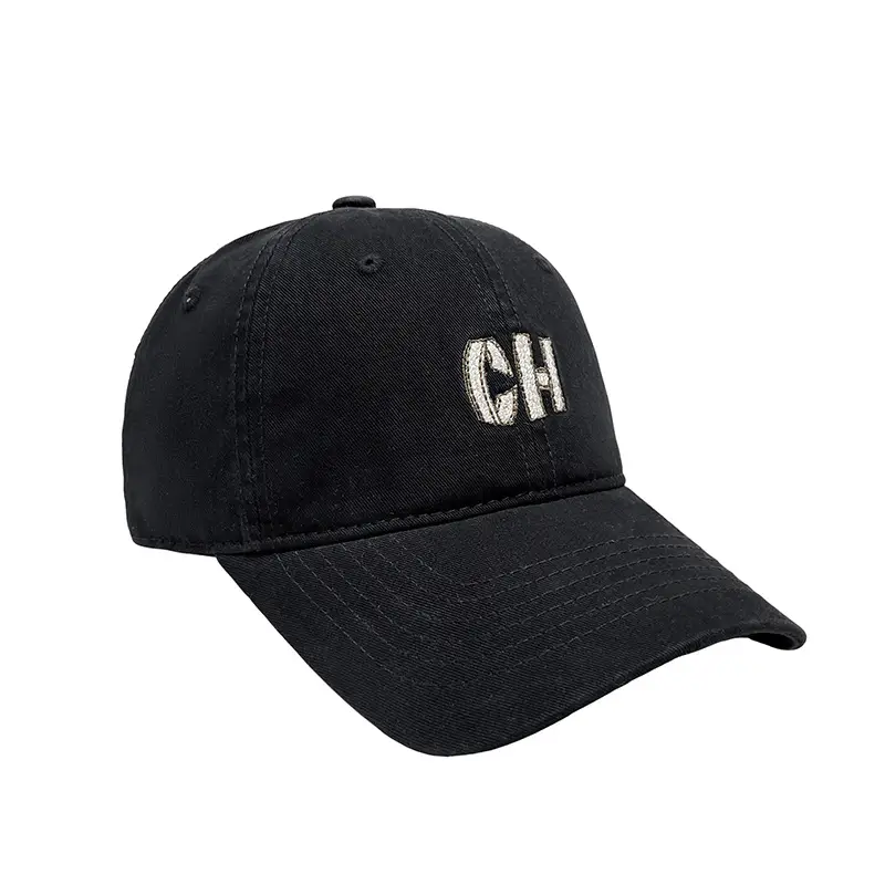 Korean-style Embroidered Baseball Cap Black