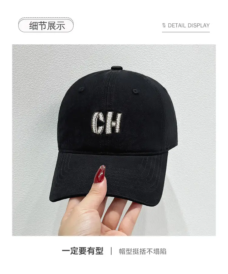 Korean-style Embroidered Baseball Cap Black — feature 3