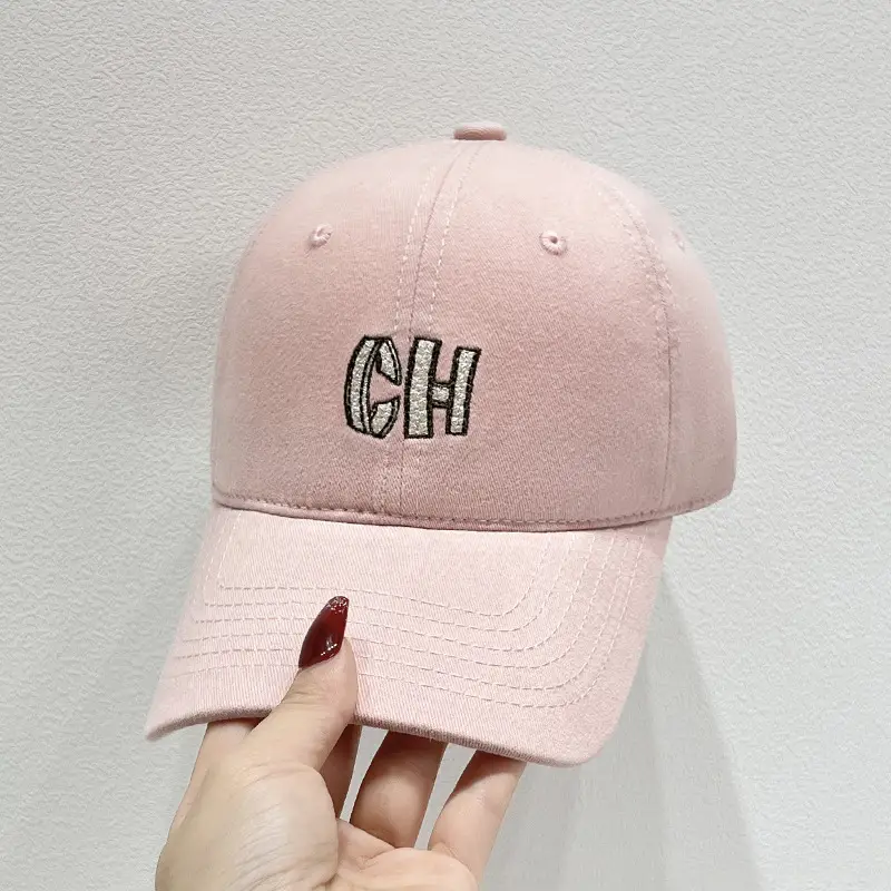 Korean-style Embroidered Baseball Cap Black