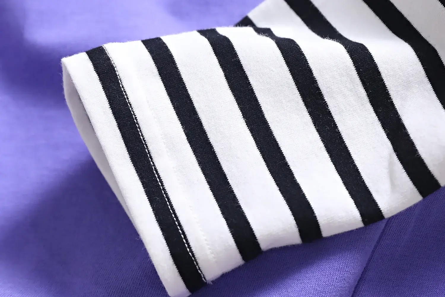 Kids White Striped Sleeve Top Medium Large Cotton Bottom — feature 4