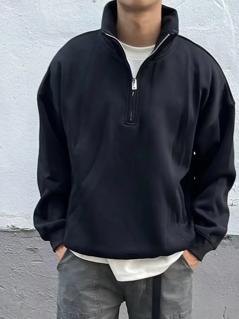 Men Grey Heavy Weight Half Zip Sweatshirt