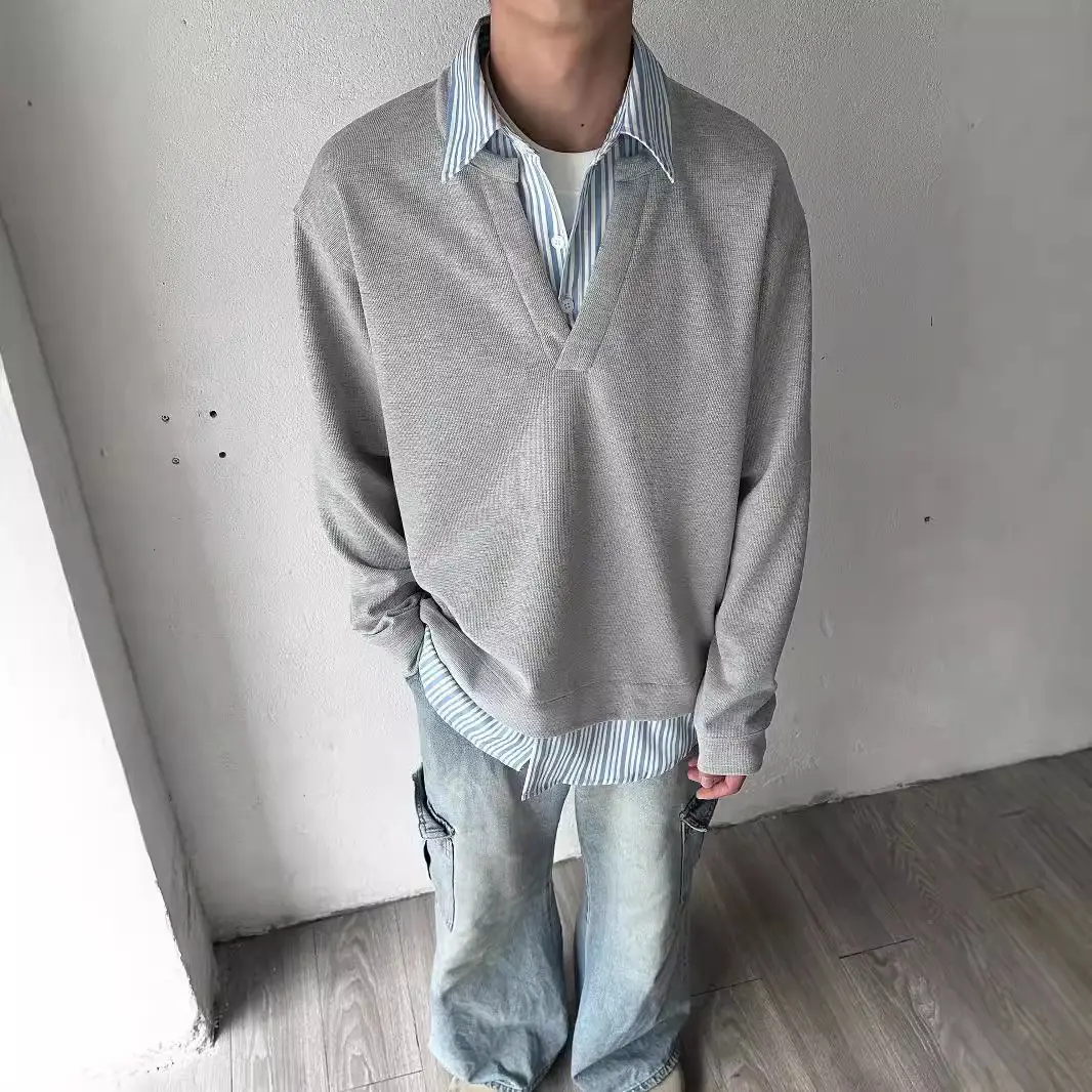 2024 Grey Striped Long Sleeve T-Shirt Set