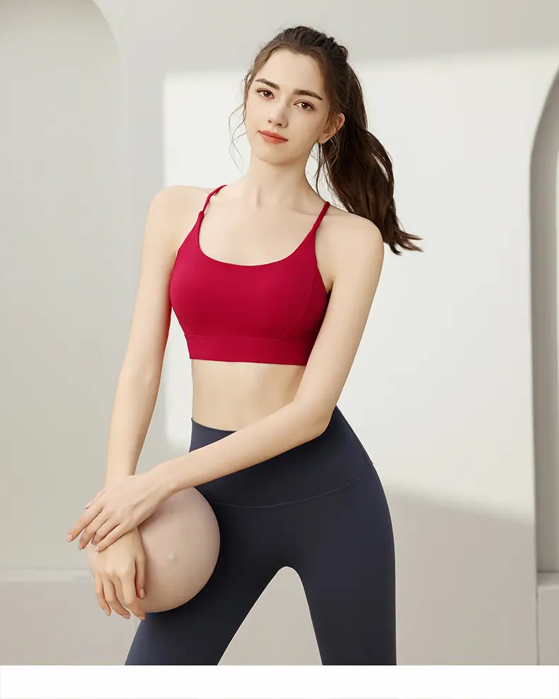 Sports Underwear Women's One-piece Thin Shoulder Strap Fixed Cup Shockproof Push-up Thin Quick-drying Beauty Back Yoga Sports Bra — feature 7