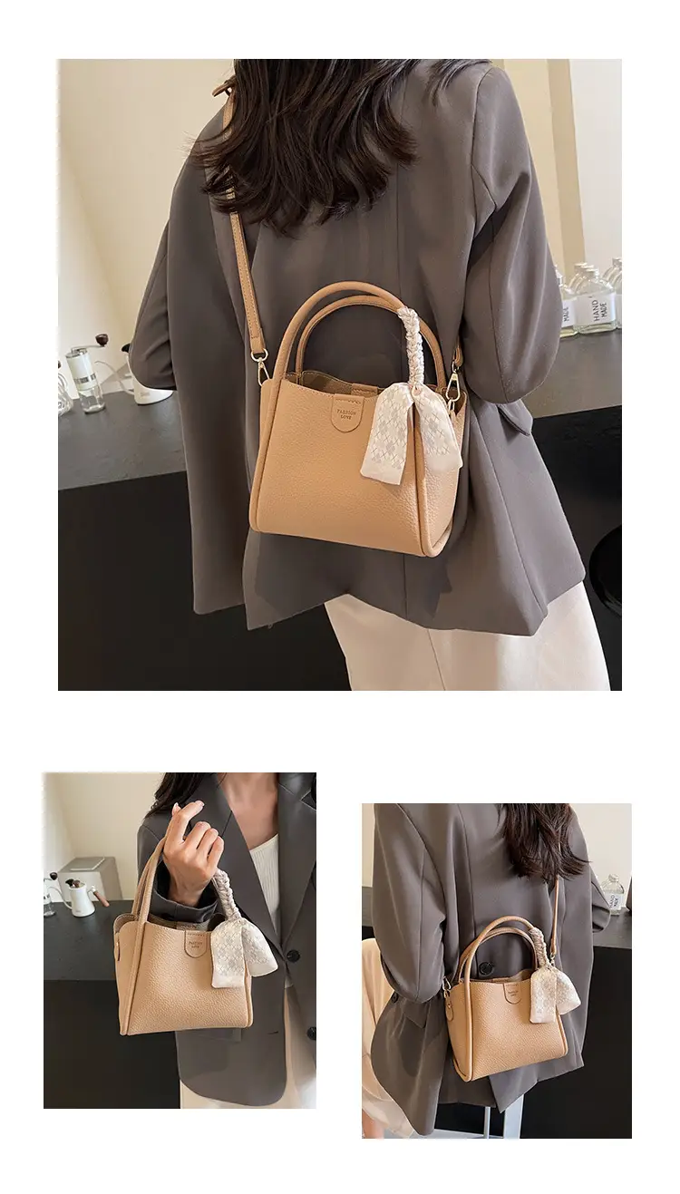 Black Leather Bucket Bag with Tassel for Women — feature 11