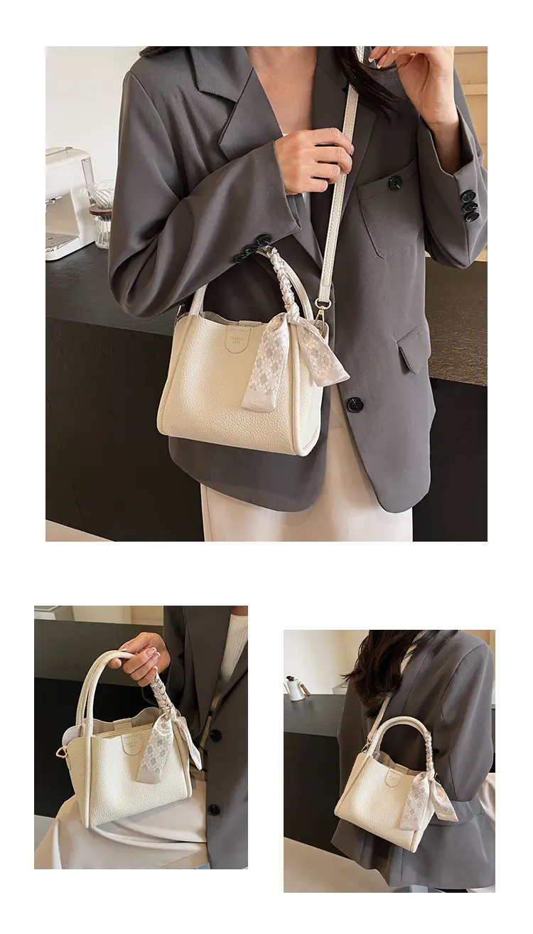 Black Leather Bucket Bag with Tassel for Women — feature 12