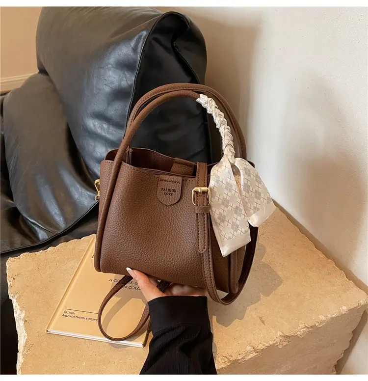 Black Leather Bucket Bag with Tassel for Women — feature 17