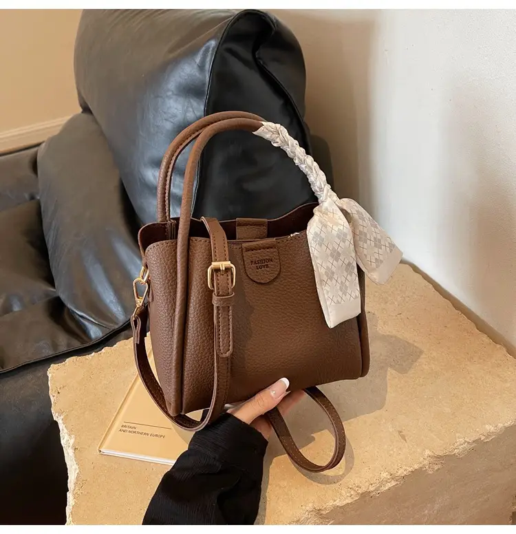 Black Leather Bucket Bag with Tassel for Women — feature 18