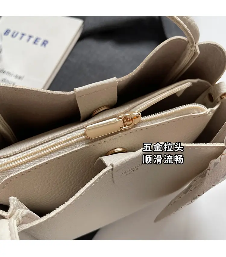 Black Leather Bucket Bag with Tassel for Women — feature 5