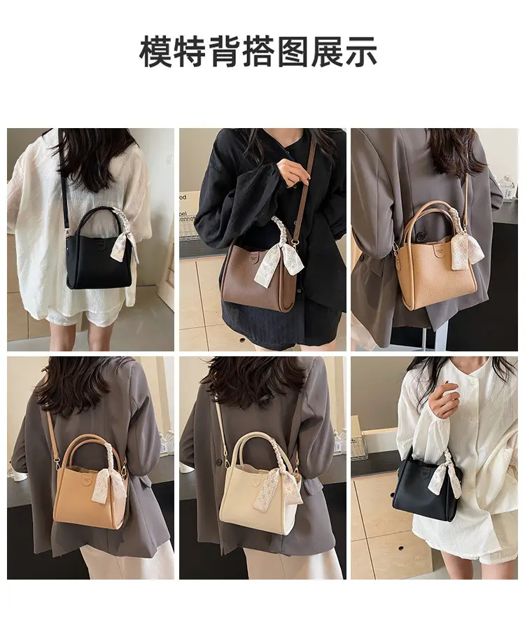 Black Leather Bucket Bag with Tassel for Women — feature 8