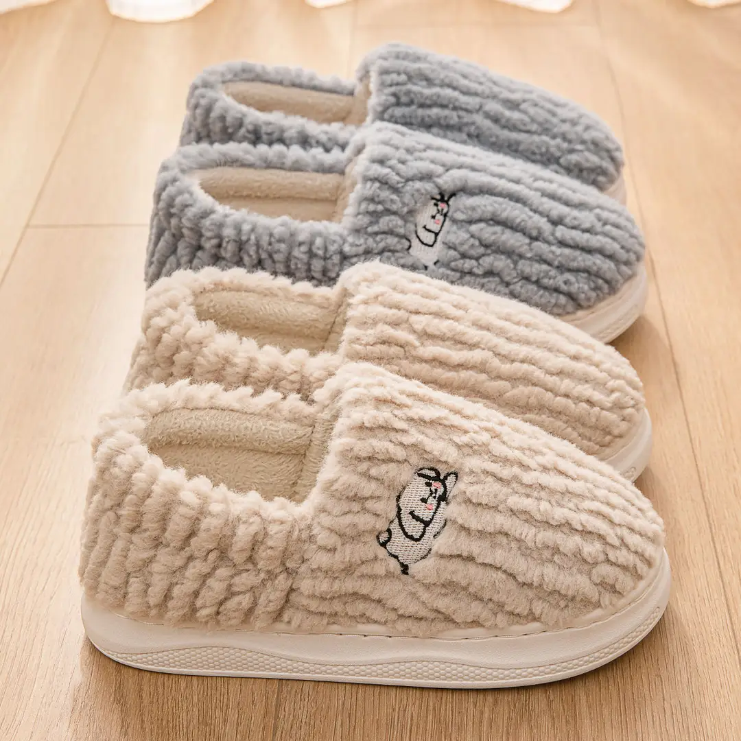 Women's Winter Cotton Slippers with Heel Cover 2025 New Indoor Home Thick-Soled Plush Warm Couple's Home Cotton Shoes for Men