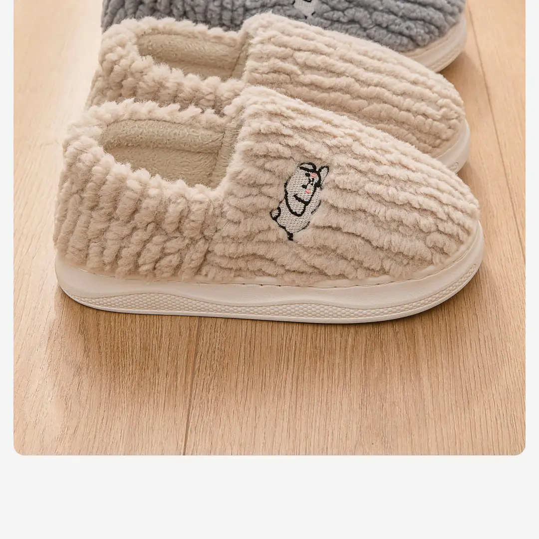 Women's Winter Cotton Slippers with Heel Cover 2025 New Indoor Home Thick-Soled Plush Warm Couple's Home Cotton Shoes for Men — feature 6