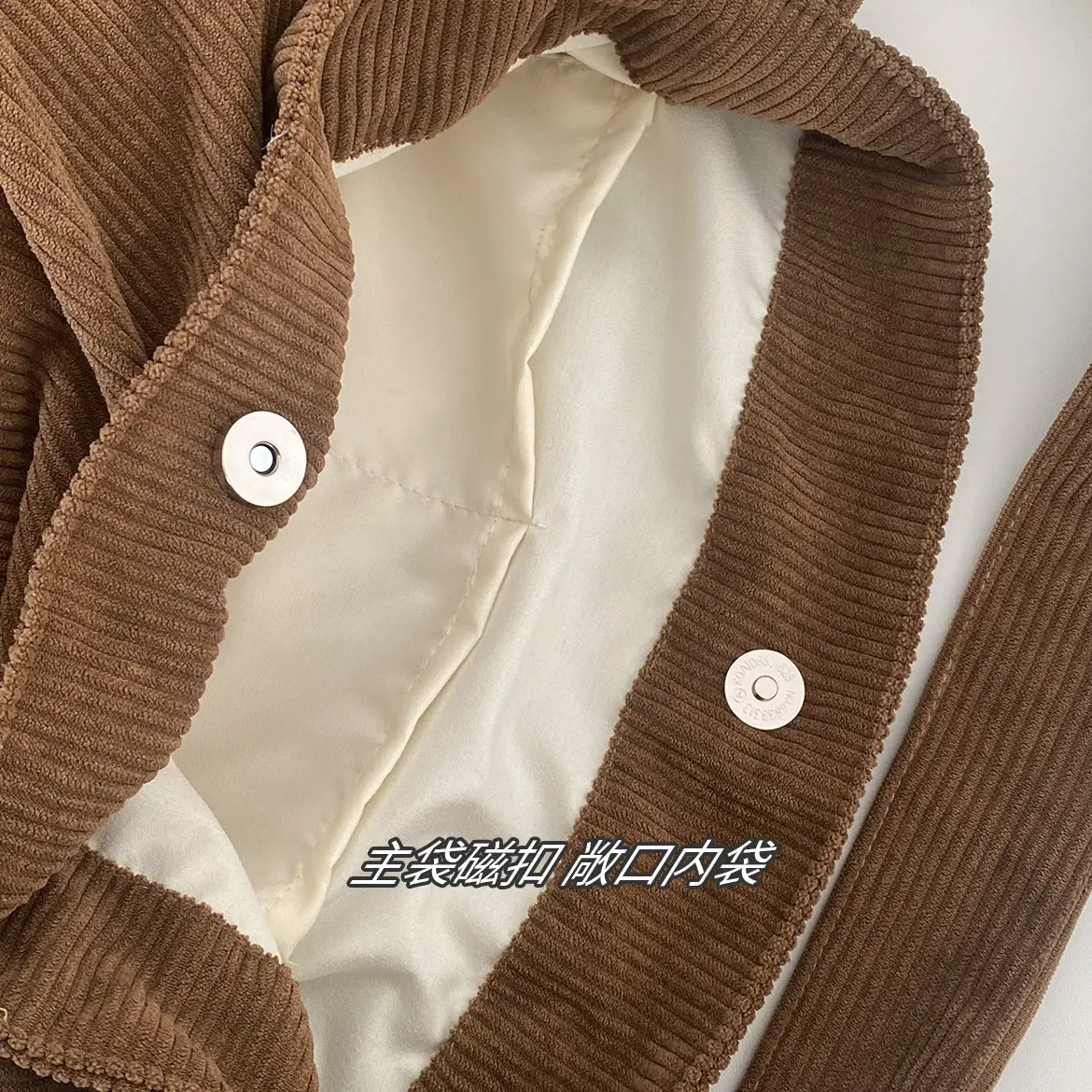 Korean Style Letter Shoulder Bag Large Capacity New Corduroy Canvas — feature 12