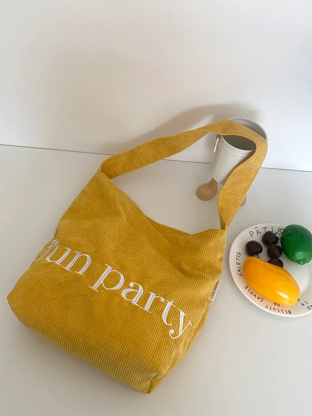 Korean Style Letter Shoulder Bag Large Capacity New Corduroy Canvas - Image 2
