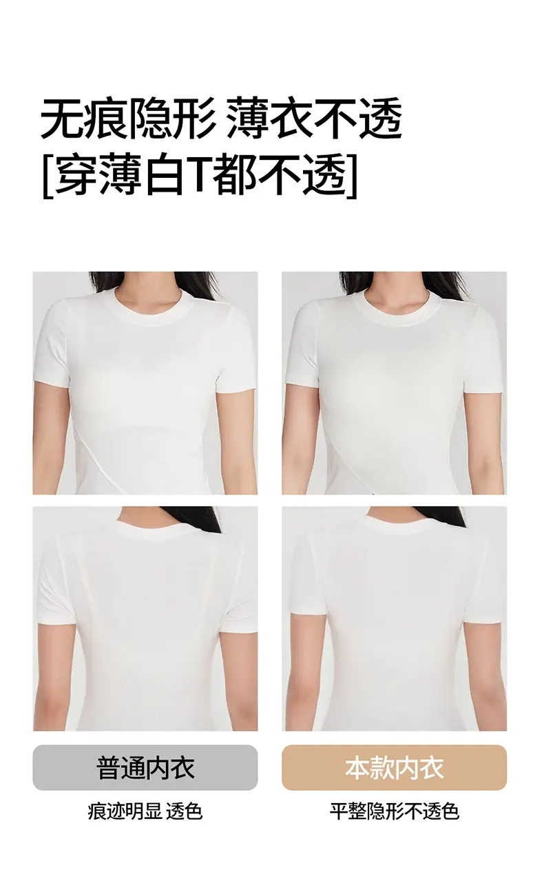 Liquid Foundation Seamless Invisible Underwear Women's Fixed Cup No Steel Ring Large Chest Small Gathering Beautiful Back Bra White T Un-permeable — feature 2