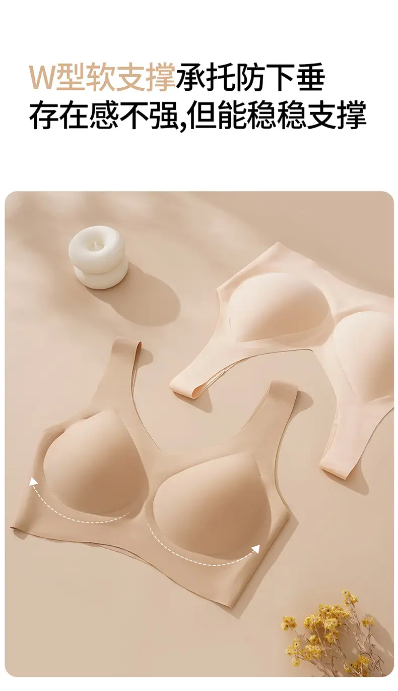 Liquid Foundation Seamless Invisible Underwear Women's Fixed Cup No Steel Ring Large Chest Small Gathering Beautiful Back Bra White T Un-permeable — feature 4