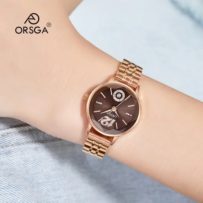 Orsga Diamond Encrusted Women's Watch Rose Gold Waterproof - Image 7
