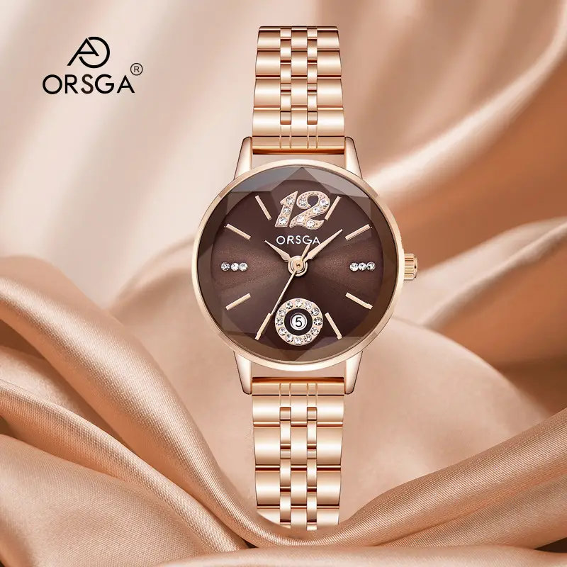 Orsga Diamond Encrusted Women's Watch Rose Gold Waterproof - Image 8