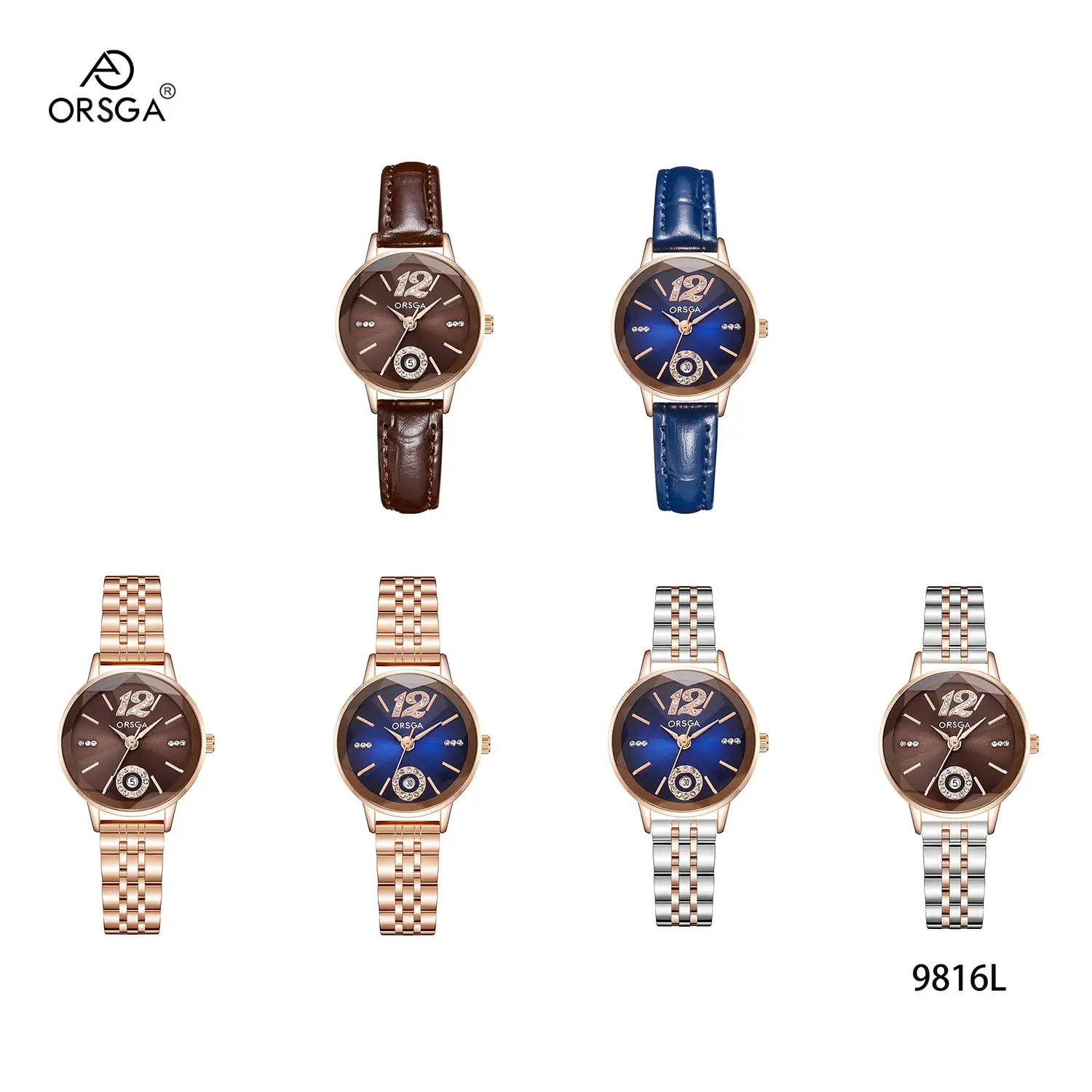 Orsga Diamond Encrusted Women's Watch Rose Gold Waterproof - Image 11