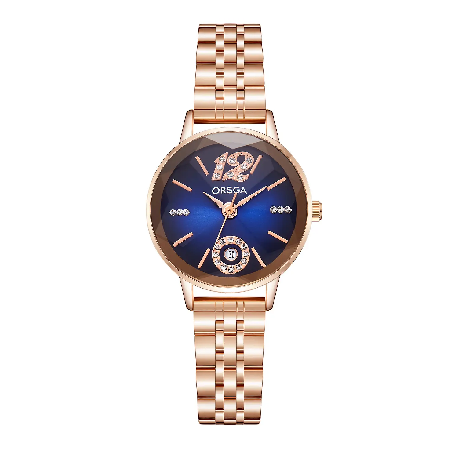 Orsga Diamond Encrusted Women's Watch Rose Gold Waterproof - Image 2