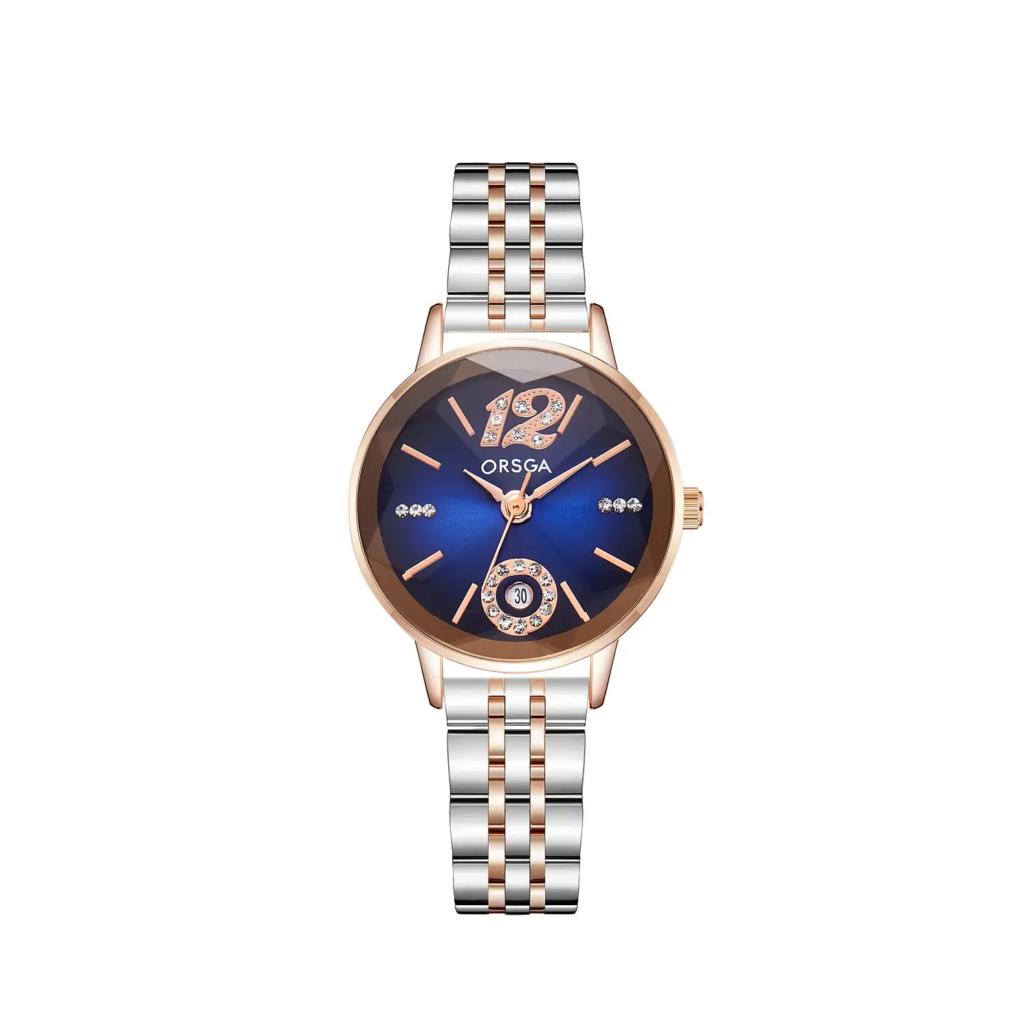 Orsga Diamond Encrusted Women's Watch Rose Gold Waterproof - Image 3